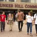 Students walking on the campus :: Bunker Hill Community College