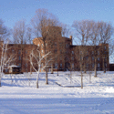 Cowles Hall during the winter :: Elmira College